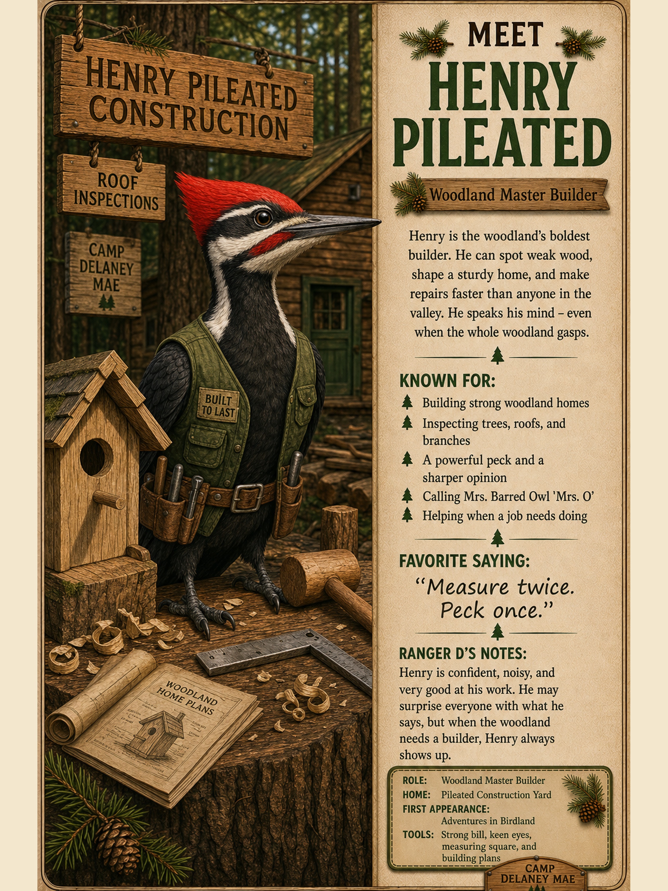 Henry Pileated character card